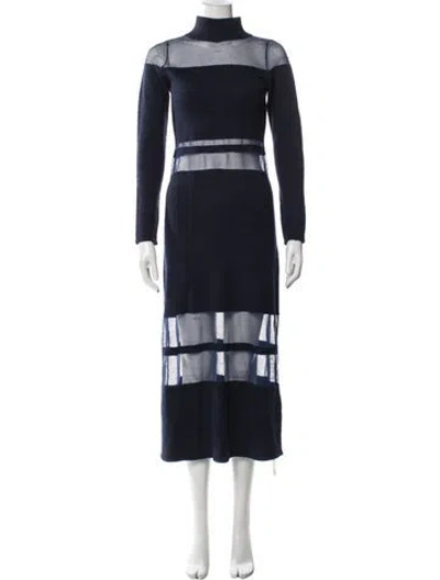 Pre-owned Cult Gaia Mock Neck Midi Length Dress In Blue