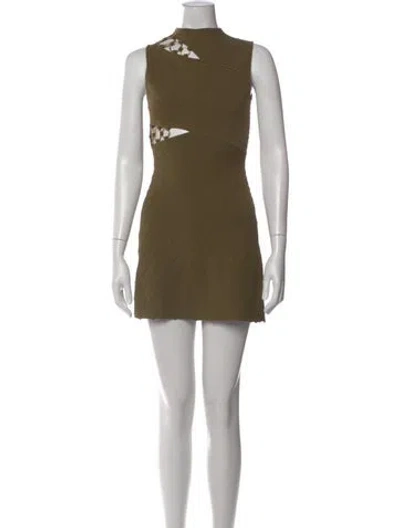 Pre-owned Cult Gaia Mock Neck Mini Dress In Green