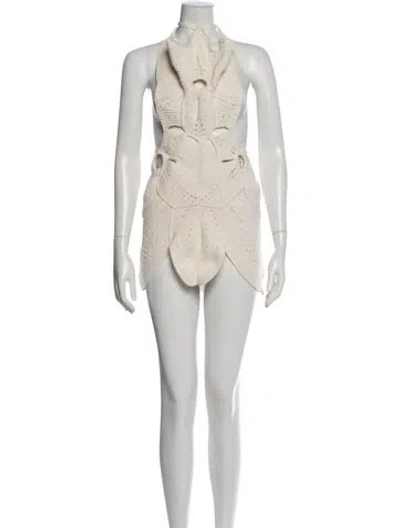 Pre-owned Cult Gaia Mock Neck Mini Dress In Neutral