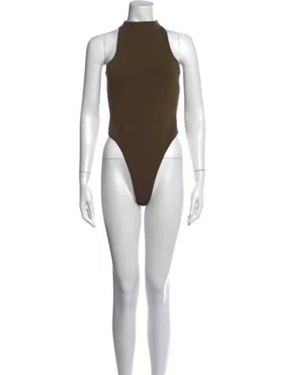 Pre-owned Cult Gaia Mock Neck Sleeveless Bodysuit In Black