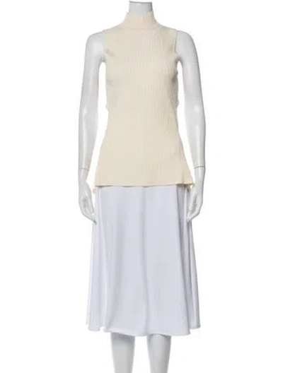 Pre-owned Cult Gaia Mock Neck Sleeveless Top In Neutral
