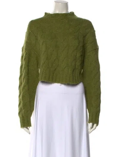 Pre-owned Cult Gaia Mock Neck Sweater In Green