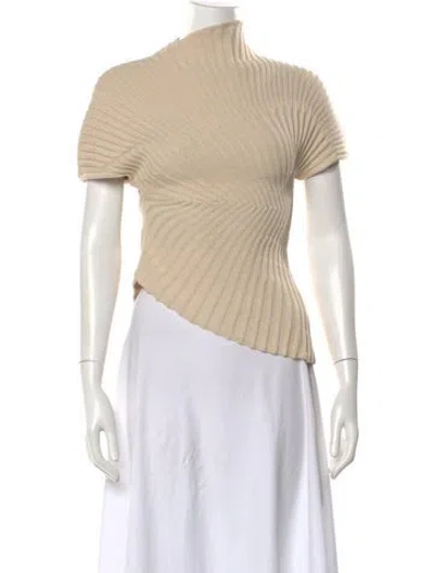 Pre-owned Cult Gaia Mock Neck Sweater In Neutral