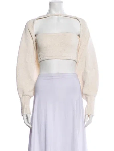 Pre-owned Cult Gaia Mock Neck Sweater In White