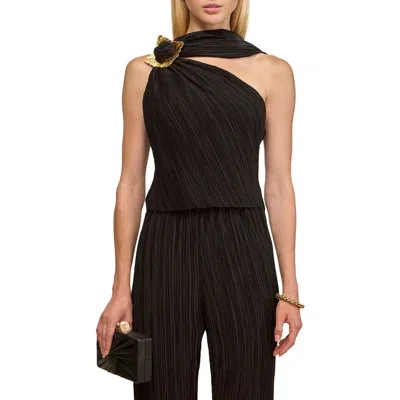 CULT GAIA CULT GAIA MOIRA ASYMMETRIC NECK MICROPLEAT TOP