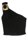Cult Gaia Moira Pleated One-shoulder Top In Black