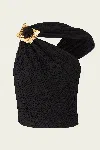 Cult Gaia Moira Asymmetric Neck Micropleat Top In Black