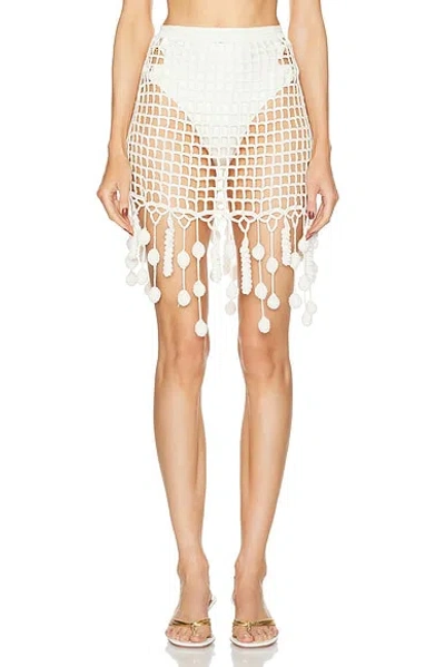 Cult Gaia Moki Crochet Coverup Skirt In White