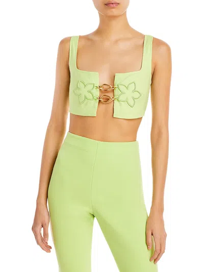 Cult Gaia Mona Womens Chain Linen Cropped In Green