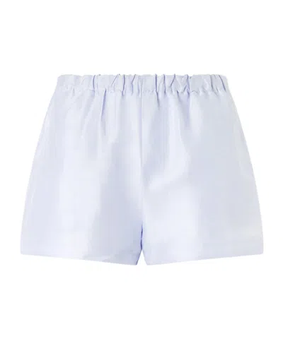 Cult Gaia Mori Linen And Silk-blend Satin Shorts In Blue