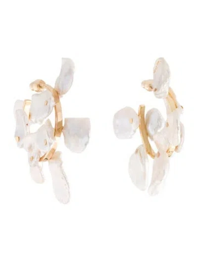 Pre-owned Cult Gaia Mother Of Pearl Hoop Earrings In Multi