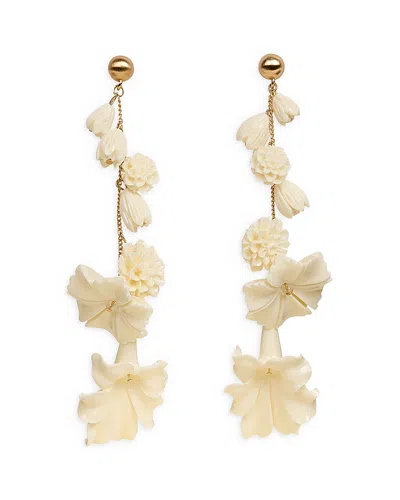 Cult Gaia Multi Flower Linear Drop Earrings In Gold Tone