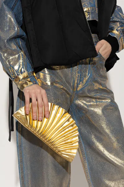 Cult Gaia Nala Mini Clutch With Pleated Detailing In Gold