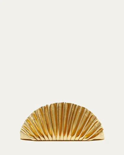 Cult Gaia Nala Mini Clutch With Pleated Detailing In Gold