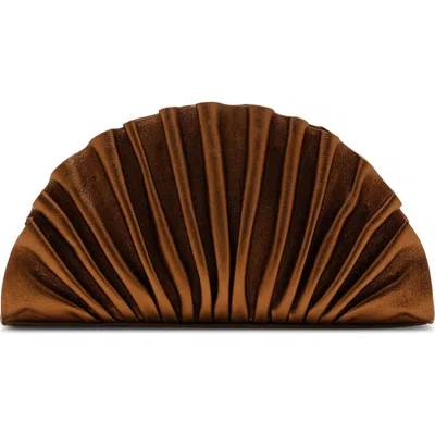 Cult Gaia Nala Pleated Leather Clutch In Brown