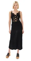 Cult Gaia Nalda Crocheted-cotton Woven Midi Dress In Black