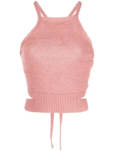 Cult Gaia Nan Tie-fastening Knitted Top In Gold
