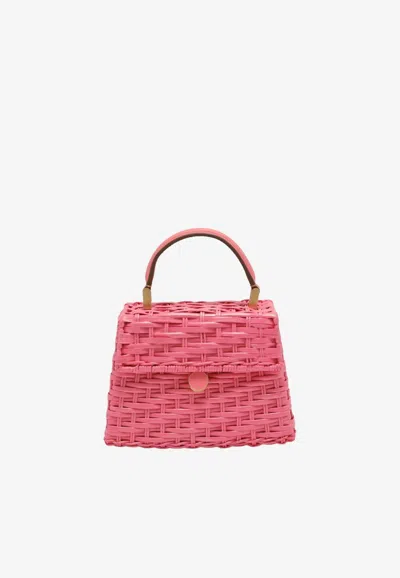 Cult Gaia Nano Sybil Raffia Crossbody Bag In Pink