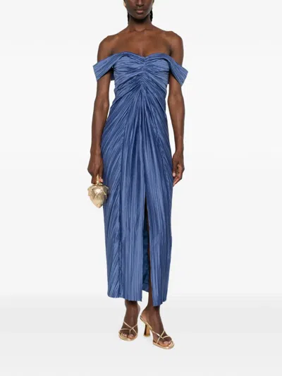Cult Gaia Natalie Off-shoulder Pleated Midi Dress In Multi