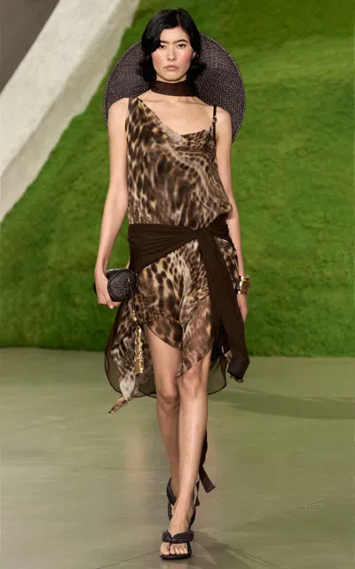Cult Gaia Nayra Silk Mini Dress In Brown
