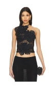 Cult Gaia Nazanin Crochet Top Black M In 黑色