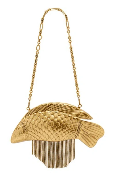 Cult Gaia Neemo Clutch In Antique Brass In Gold