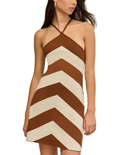 Cult Gaia Nelson Stripe Halter Sweater Dress In Brown