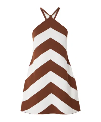 Cult Gaia Nelson Striped Jacquard-knit Halterneck Mini Dress In White