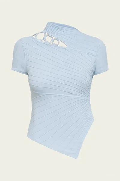 Cult Gaia Nessi Knit Top In Coastal In Blue