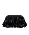 Cult Gaia Womens Black Nia Beads-embellishment Leather Clutch In Black