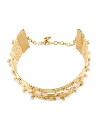 Pre-owned Cult Gaia Nika Pearl Choker Necklace, 4" In Multi