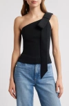 Cult Gaia Nomi Bow Detail One-shoulder Sweater In Black