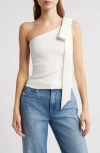 Cult Gaia Nomi Bow Detail One-shoulder Sweater In Off White