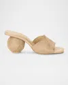Cult Gaia Ada Raffia Kitten-heel Slide Sandals In Natural