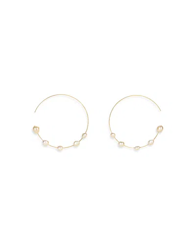 Cult Gaia Nubia Cultured Pearl Hoop Earrings In White/gold