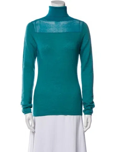 Pre-owned Cult Gaia Nylon Turtleneck Sweater In Blue