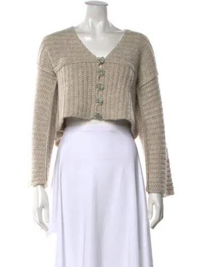 Pre-owned Cult Gaia Nylon V-neck Sweater In Neutral