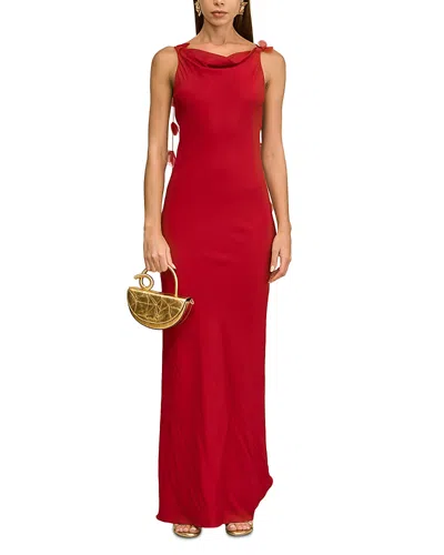 Cult Gaia Nymeria 3d Floral Open Back Gown In Burgundy