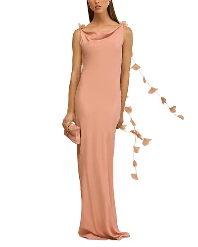 Cult Gaia Nymeria 3d Floral Open Back Gown In Pink