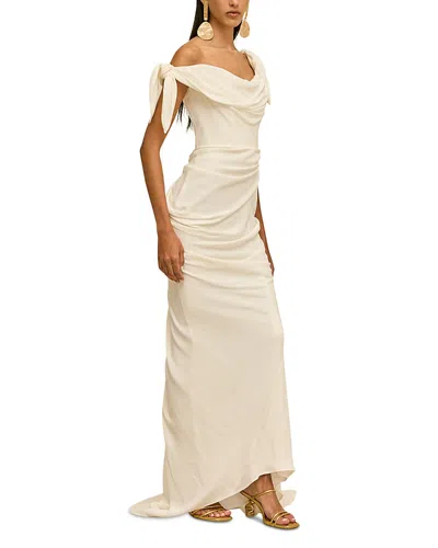 Cult Gaia Nysa Off-the-shoulder Silk Gown In Neutral