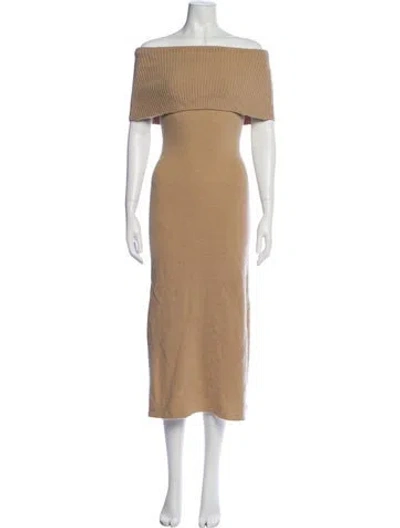 Pre-owned Cult Gaia Off-the-shoulder Midi Length Dress In Brown