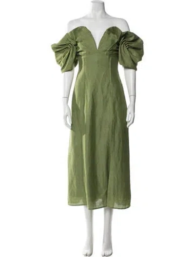 Pre-owned Cult Gaia Off-the-shoulder Midi Length Dress In Green