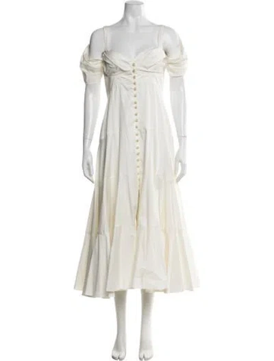 Pre-owned Cult Gaia Off-the-shoulder Midi Length Dress In White