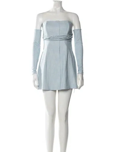 Pre-owned Cult Gaia Off-the-shoulder Mini Dress In Blue
