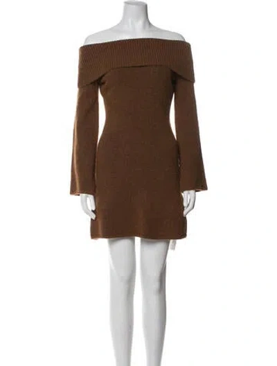 Pre-owned Cult Gaia Off-the-shoulder Mini Dress In Brown