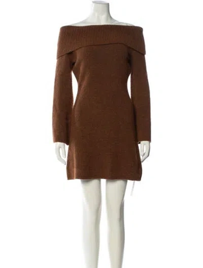 Pre-owned Cult Gaia Off-the-shoulder Mini Dress In Brown