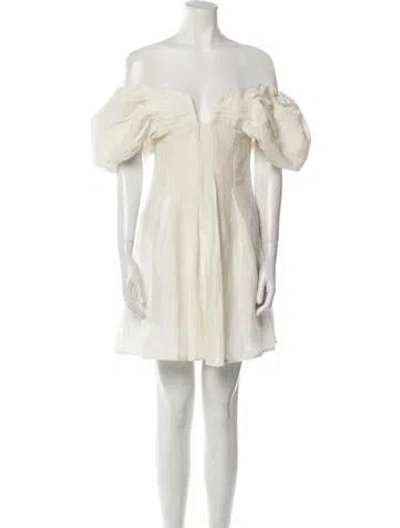 Pre-owned Cult Gaia Off-the-shoulder Mini Dress In Neutral