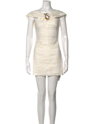 Pre-owned Cult Gaia Off-the-shoulder Mini Dress In Neutral
