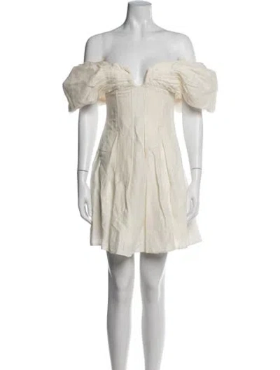 Pre-owned Cult Gaia Off-the-shoulder Mini Dress In Neutrals
