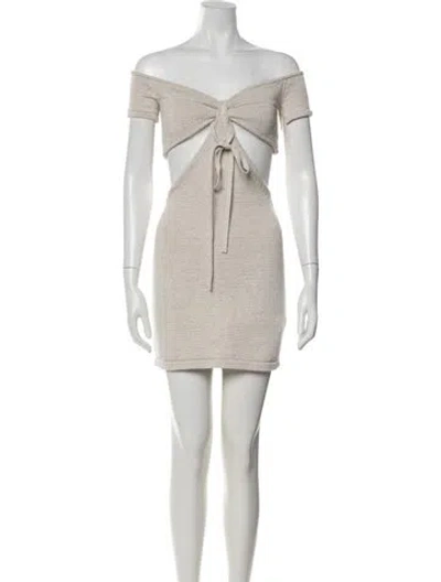Pre-owned Cult Gaia Off-the-shoulder Mini Dress In Neutrals